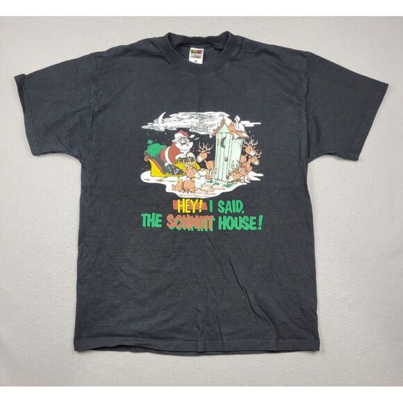 Funny Christmas Shirt Men's Medium Graphic Tee Santa Reindeer Vintage - Picture 1 of 7